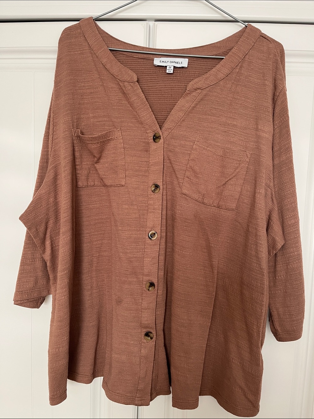 Emily Daniels Button-Front Relaxed Shirt in Mauve